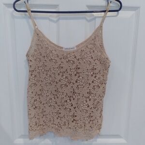 Ambiance, Light Tan Or Cream Crocheted Camisole, Women's Size S